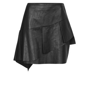 Joie Black Asymmetrical Genuine Leather Mini Skirt Size 2